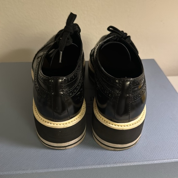 Prada Brogue Patent Leather Creeper, Striped Platform - Picture 3 of 5